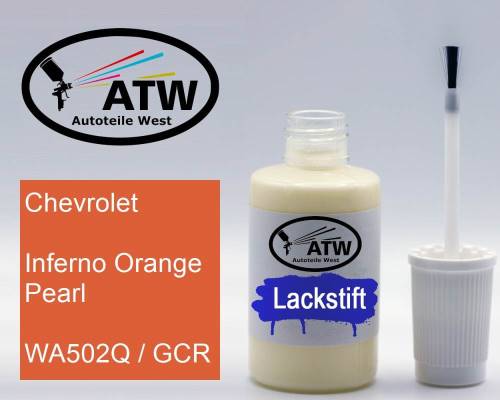 Chevrolet, Inferno Orange Pearl, WA502Q / GCR: 20ml Lackstift, von ATW Autoteile West.